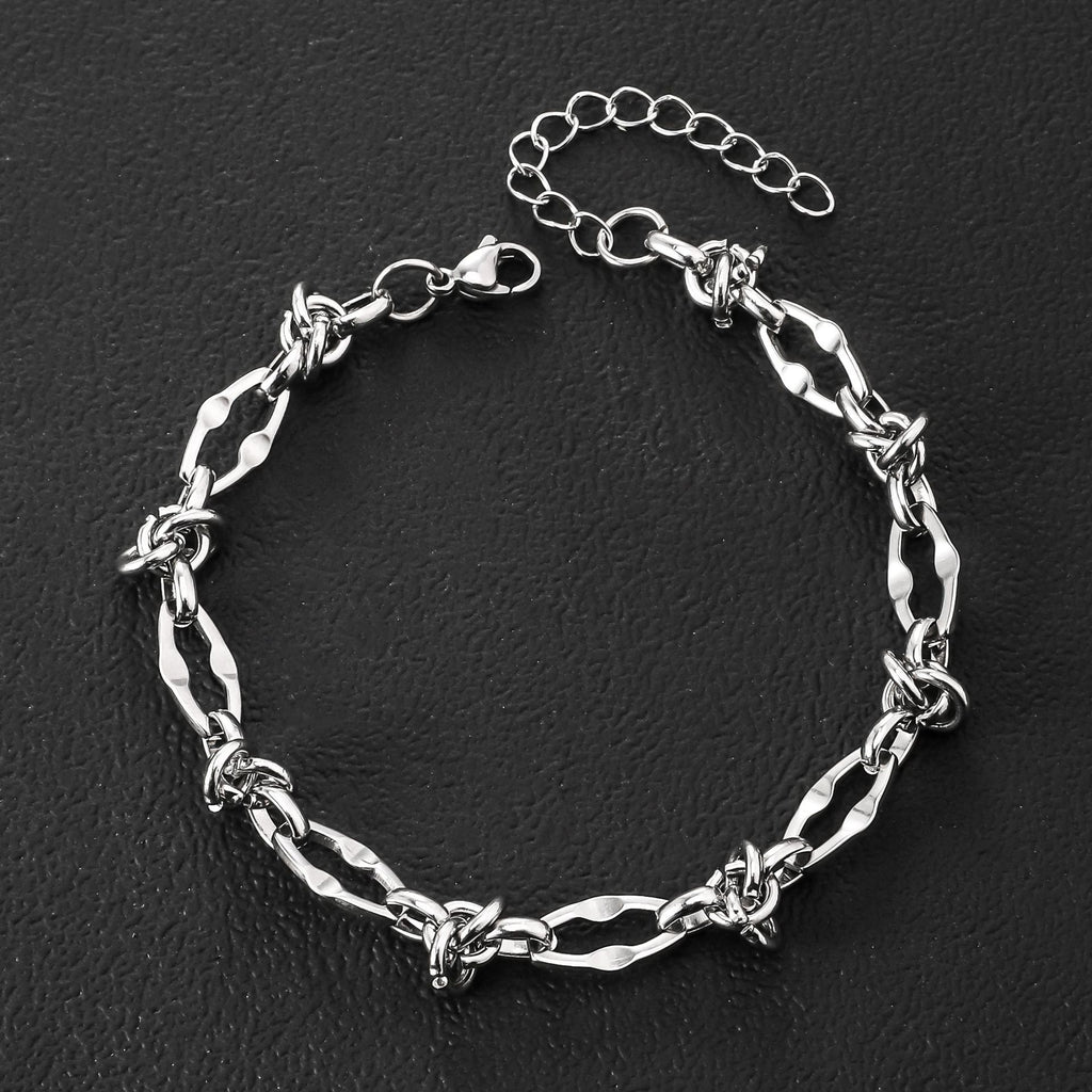 Cross border stainless steel bracelet for men, handmade splicing chain, fashionable, simple, non fading, washable titanium steel bracelet for women