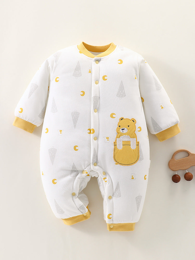 Winter baby cotton jumpsuit, Class A pure cotton, newborn baby clothes, thick cotton clothes, climbing clothes, baby children's clothing