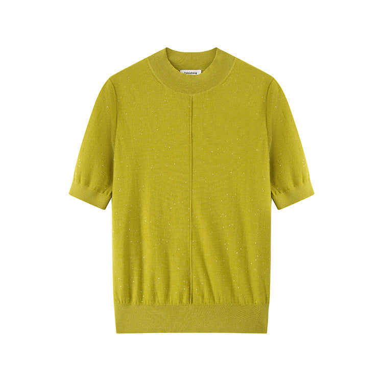 Stylish sweater with a round neck and short sleeves in high-quality knit fabric
