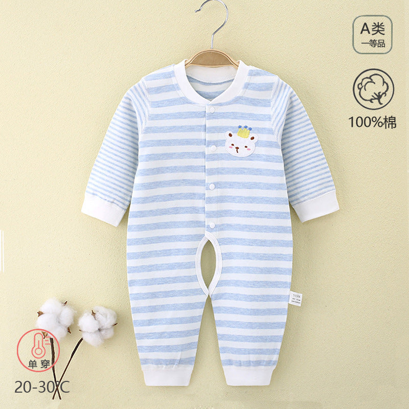 Spring and Autumn Baby jumpsuit, pure cotton boneless newborn clothes, Class A baby underwear, pajamas, open crotch clothes, crawling clothes, 1