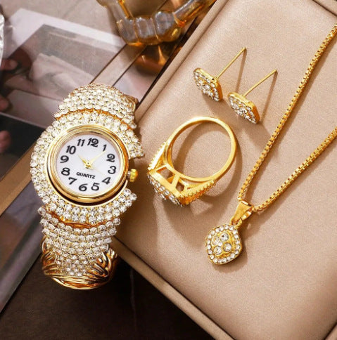 Luxury watches, rhinestones, women's fashionable and elegant watches, women's quartz watches, jewelry sets for girls and women