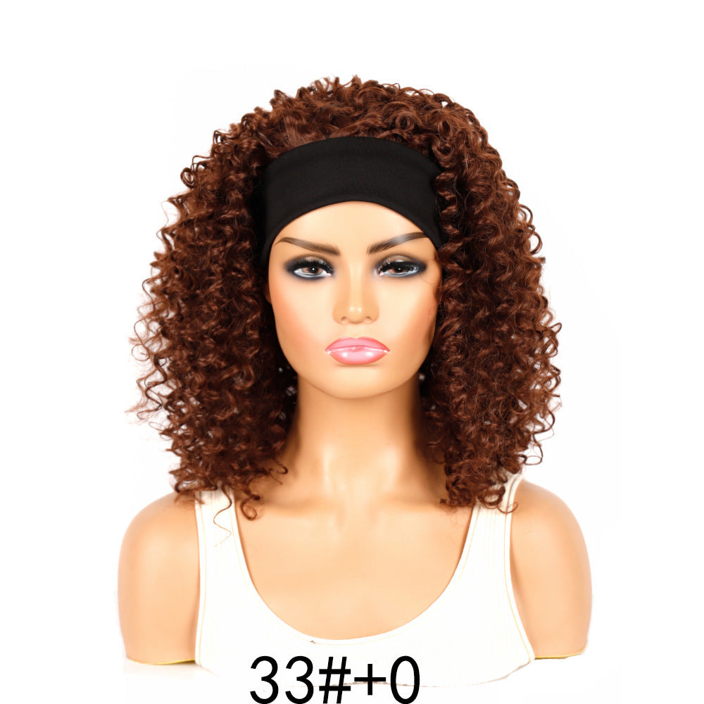 Ice silk hairbands, wigs, headgear, African women's short curly hair, deep wave wigs, factory direct sales, wholesale