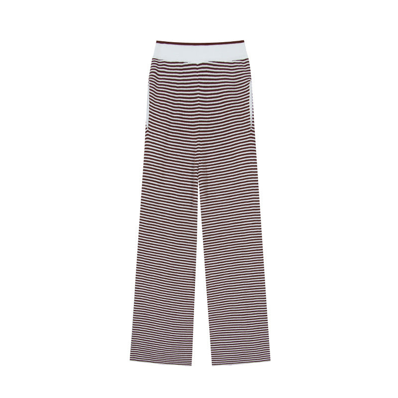 Modern casual sleeveless striped cotton knit set with high-quality round neckline