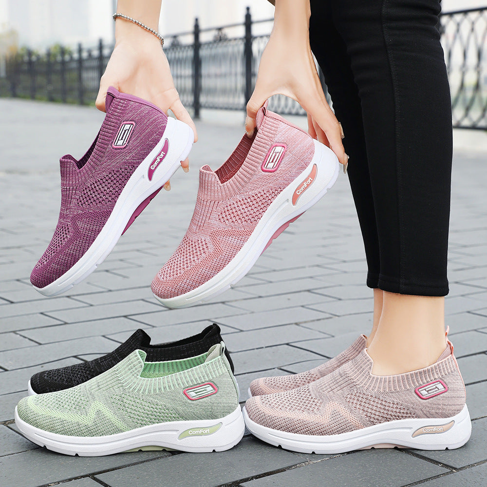 Women's 2025 Autumn New Single Shoes, Soft soled Lazy Shoes, Cross border Wholesale, Casual Breathable, Mom's Shoes