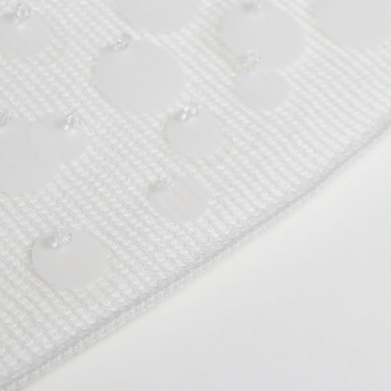 White JORYA vest with round neckline and bead embroidery, made of high-quality Tencel knit fabric