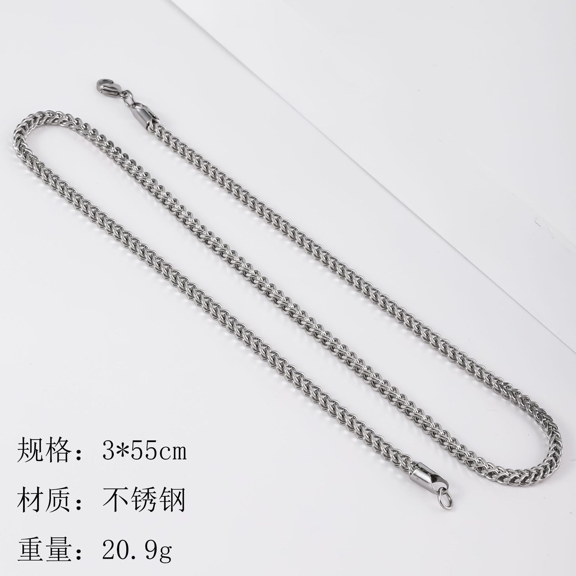 Stainless steel reversible chain necklace, hot selling cross-border in Europe and America, woven chain with four sided grinding, men's Cuban chain, titanium steel necklace