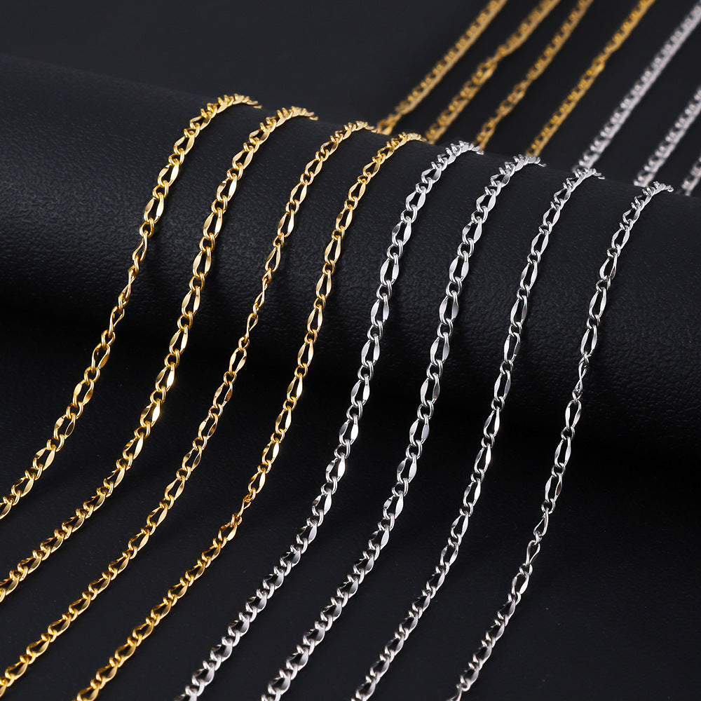 Stainless steel lip chain necklace, women's fashionable collarbone chain DIY accessory with chain plating 18k gold titanium steel necklace