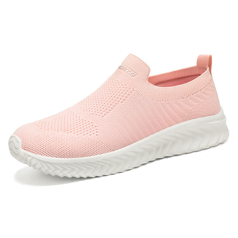 Women's shoes, mesh breathable single shoes, autumn new item, versatile and non stuffy casual shoes, cross-border one foot kick, mom's shoes