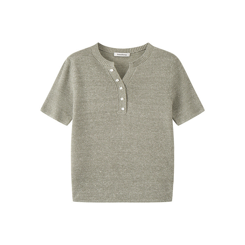 Stylish knitted sweater with fringes, sleeveless, French fashion round neckline