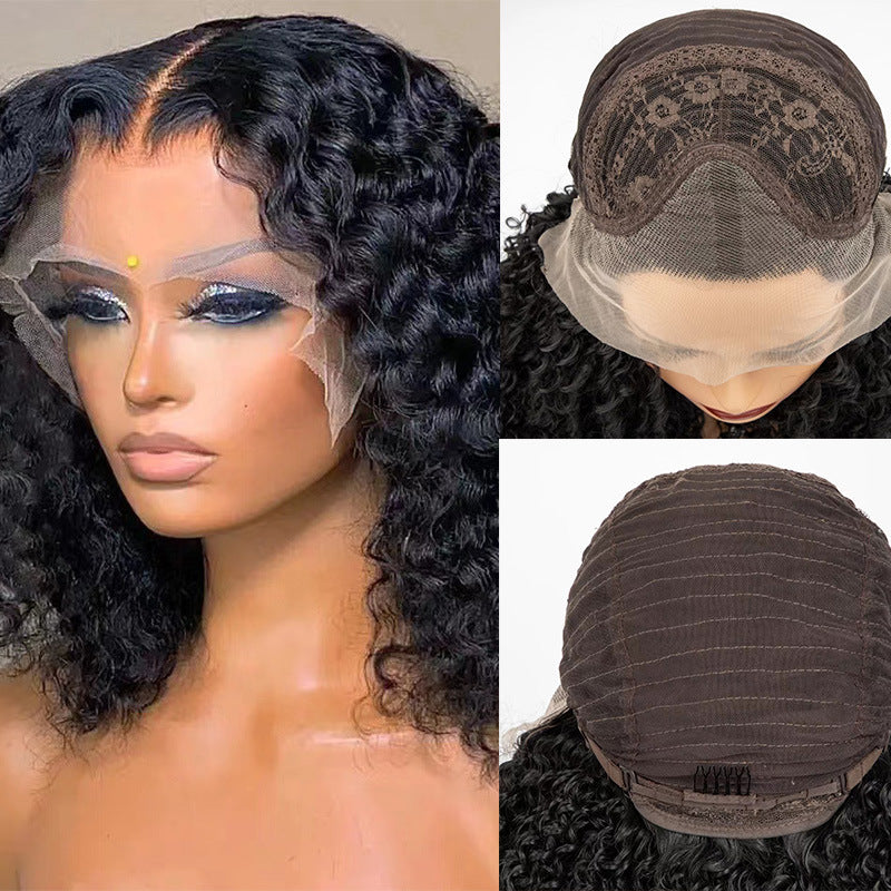 New European and American lace wig cross-border short roll lace African explosive head synthetic wig headband