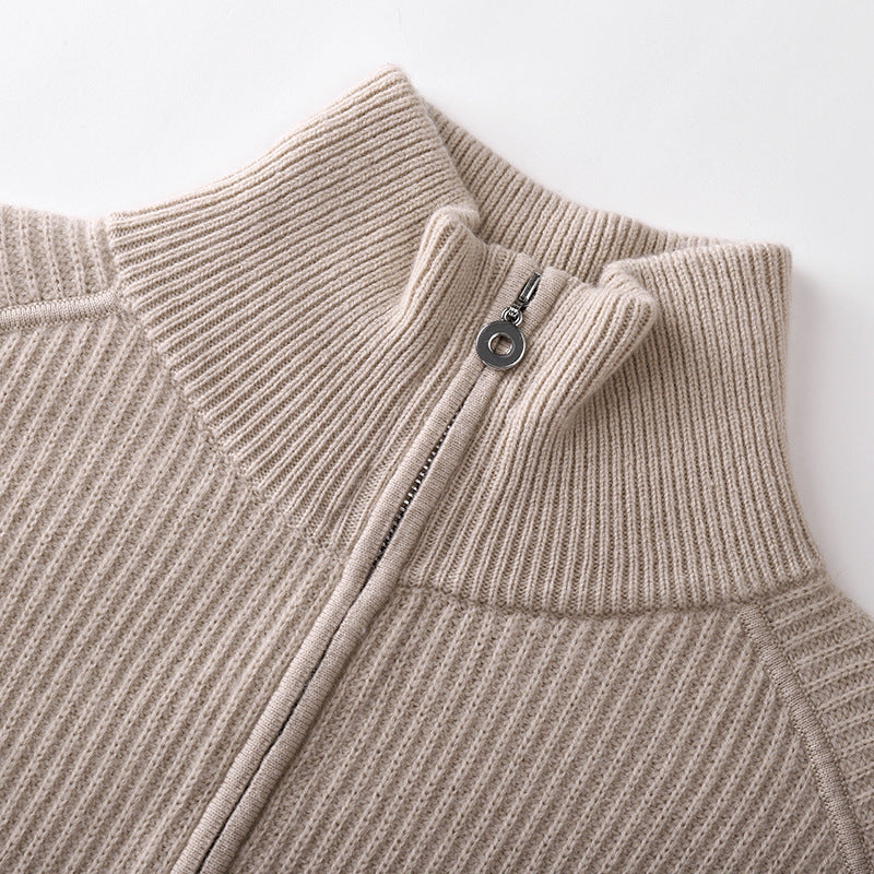 Elegant blouse with high collar and long sleeves, made of wool and cashmere, with embroidery and high quality