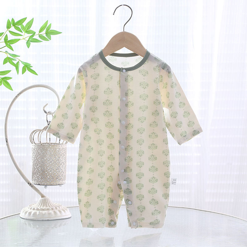 Baby jumpsuit summer thin A-level ice Doraemon Yukos Tencel newborn baby crawling suit closed Ha