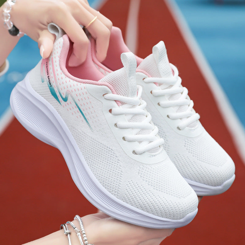 Women's 2025 Autumn New Lightweight and Casual Thick soled Sports Shoes Comfortable Flyknit Mesh Breathable Women's Running Shoes