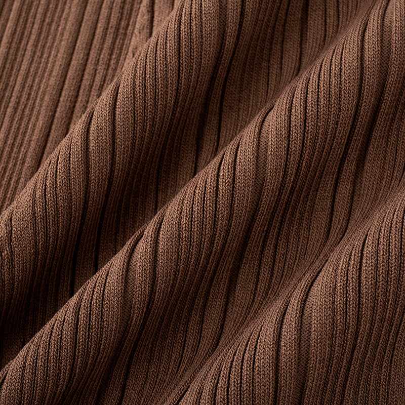 Elegant dark brown Chanel-style dress with a V-neckline and short sleeves for everyday wear