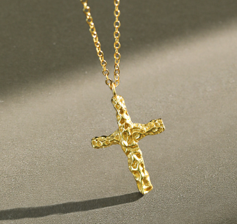 Pleated Cross Necklace