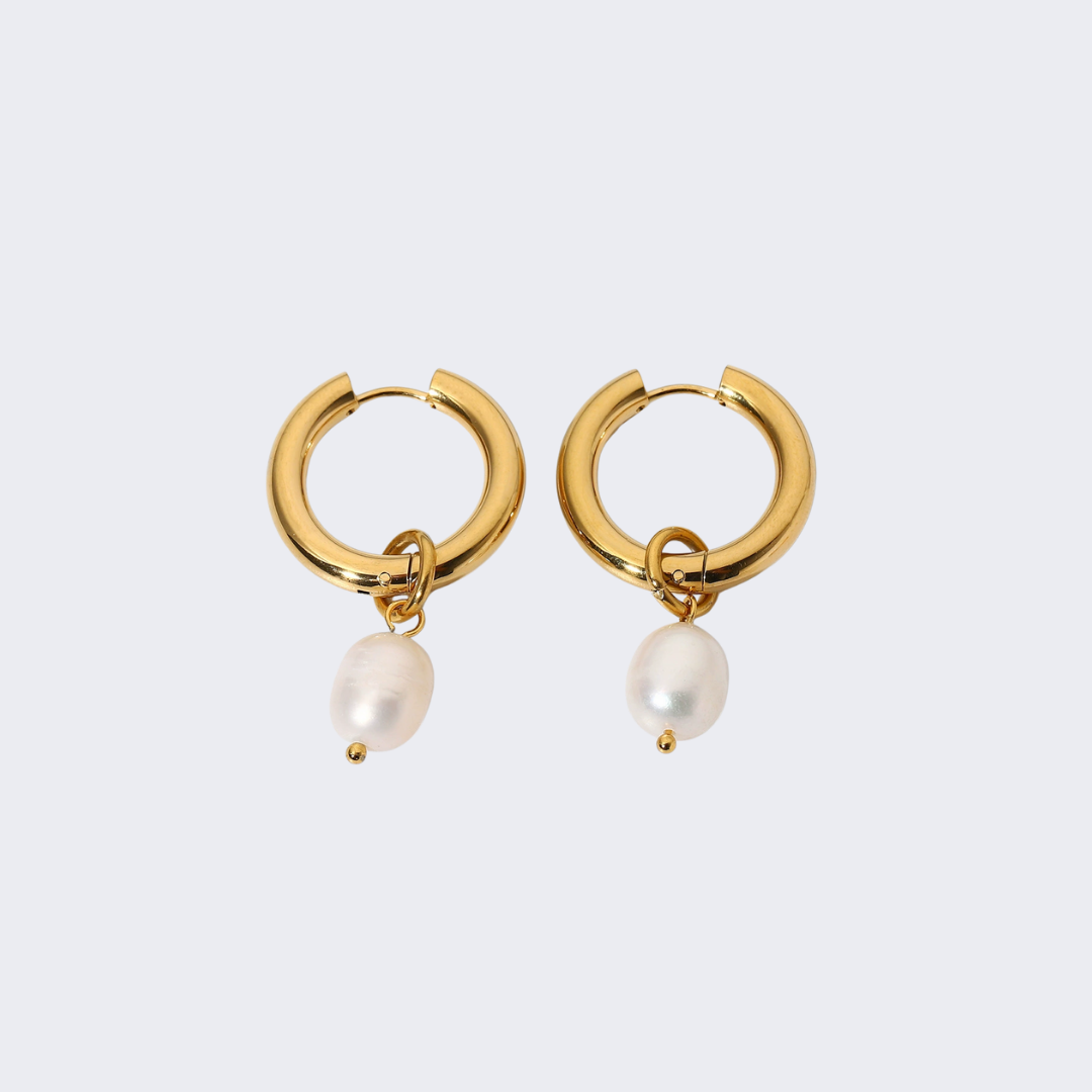 Freshwater Pearl Earrings Hoop