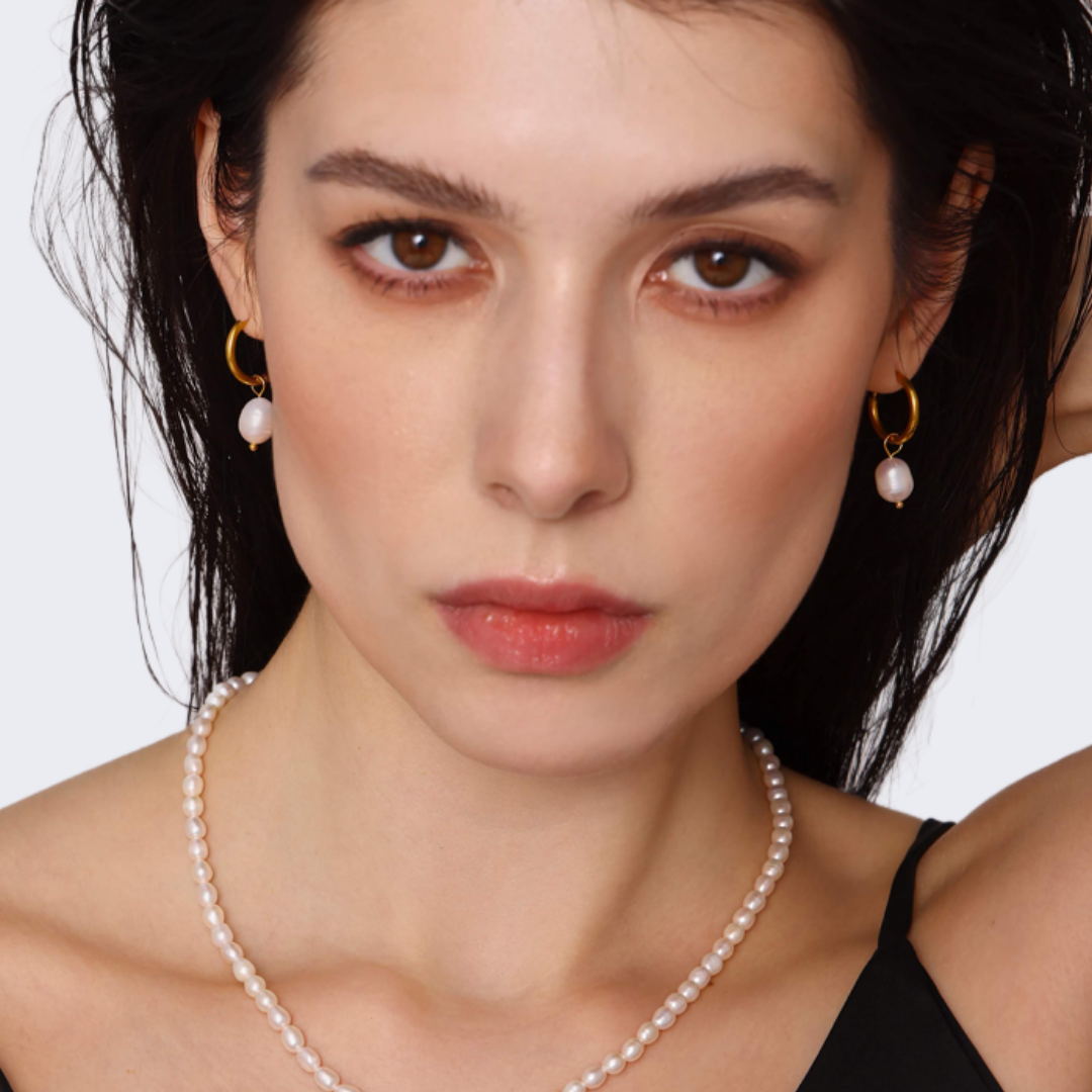 Freshwater Pearl Earrings Hoop